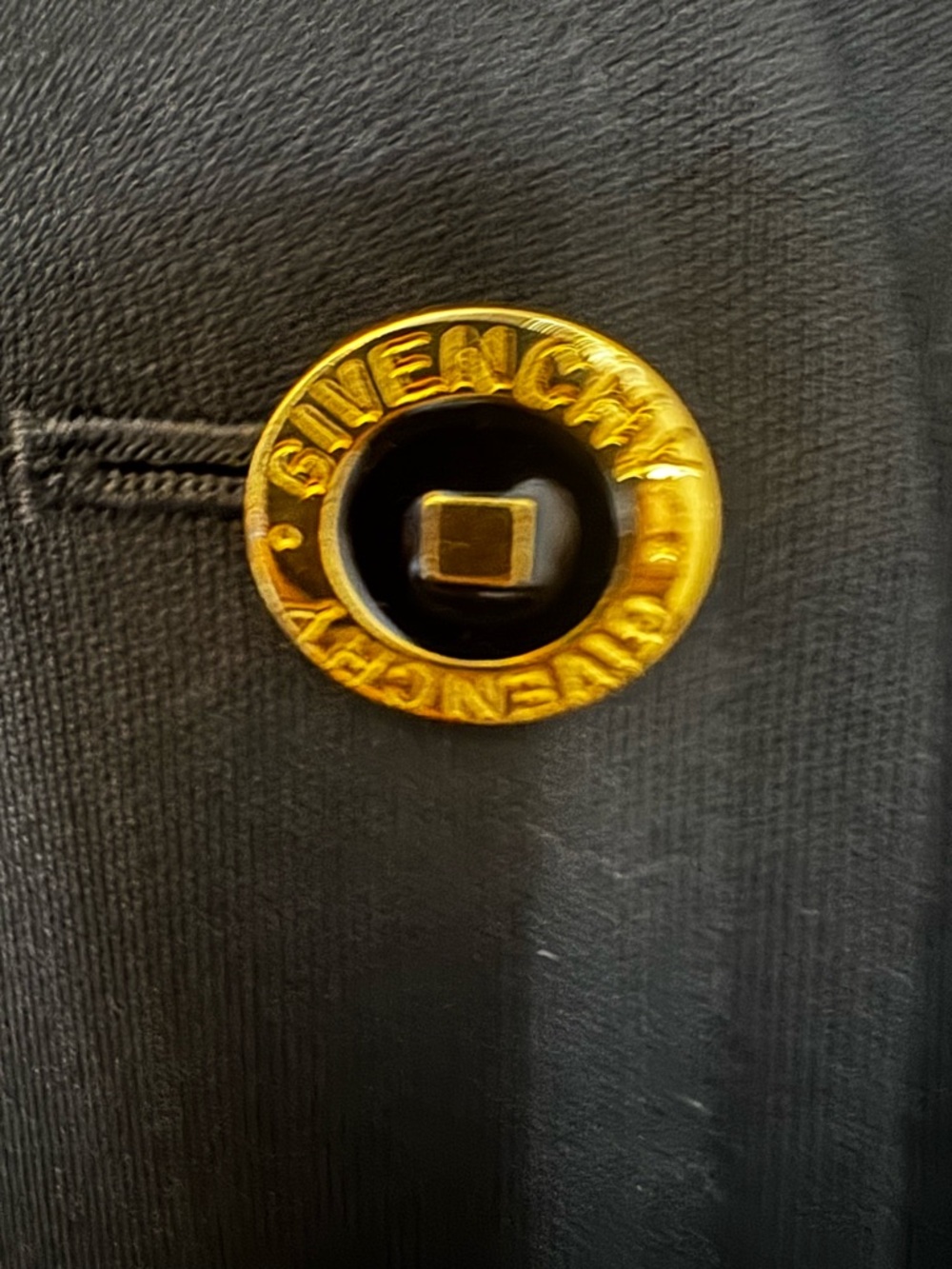 Givenchy Vintage Black Jacket Vest with Button and Gold Logo Accent, Side Slits - Picture 2 of 6